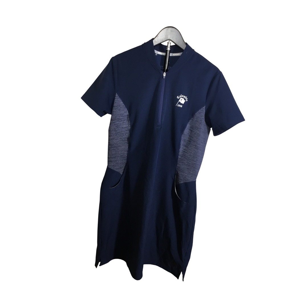 Adidas Womens Navy Blue Golf Dress Columbia 1898 Quarter Zip Short Sleeve M